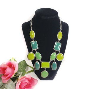 Statement bib necklace in green colors